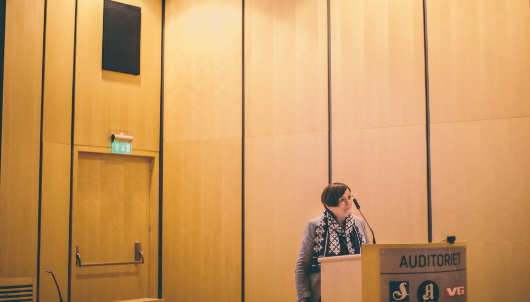 Tove Nedreberg, her under presentasjon av MBLs kjønnsundersøkelse 8. mars. Foto: Marte Vike Arnesen Tove Nedreberg, her under presentasjon av MBLs kjønnsundersøkelse 8. mars. Foto: Marte Vike Arnesen