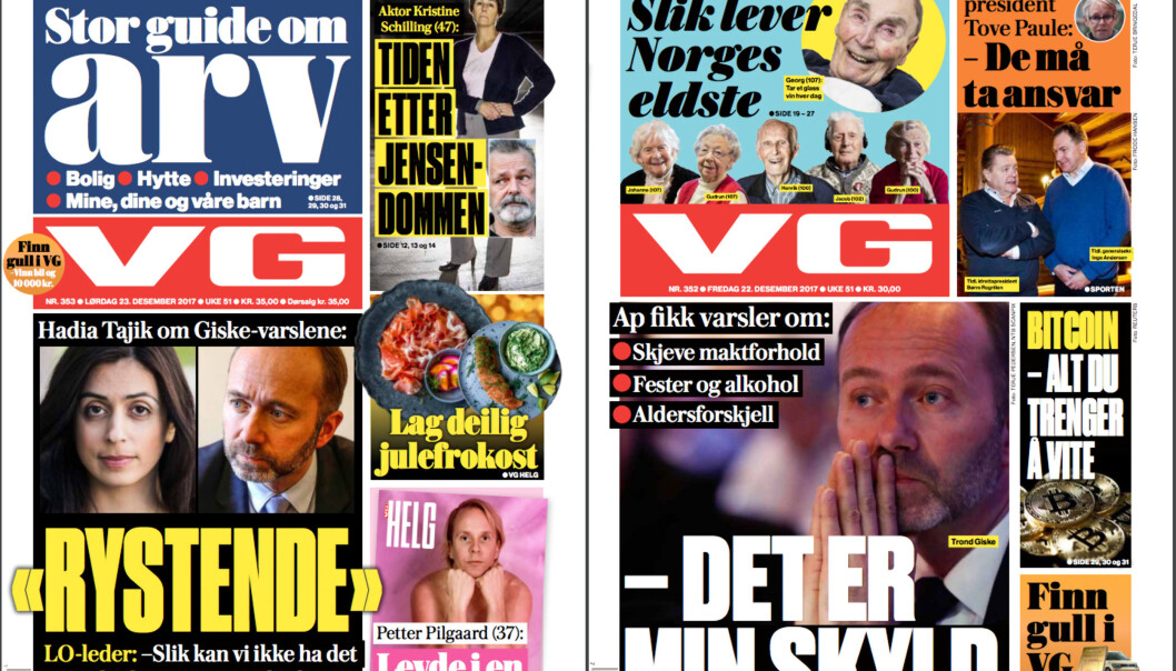 VG er en av avisene som skal sees nærmere på i forskningsprosjektet. Foto: Skjermdump, VG VG er en av avisene som skal sees nærmere på i forskningsprosjektet. Foto: Skjermdump, VG
