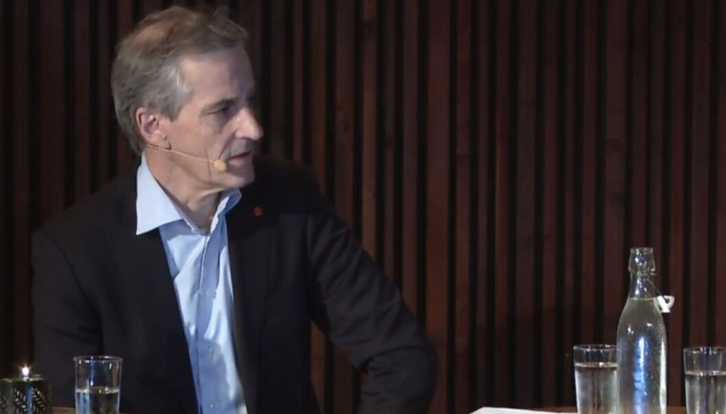 Jonas Gahr Støre fra debatten på Kulturhuset i Oslo. Foto: Oslo Redaktørforening/Oslo Journalistklubb Jonas Gahr Støre fra debatten på Kulturhuset i Oslo. Foto: Oslo Redaktørforening/Oslo Journalistklubb