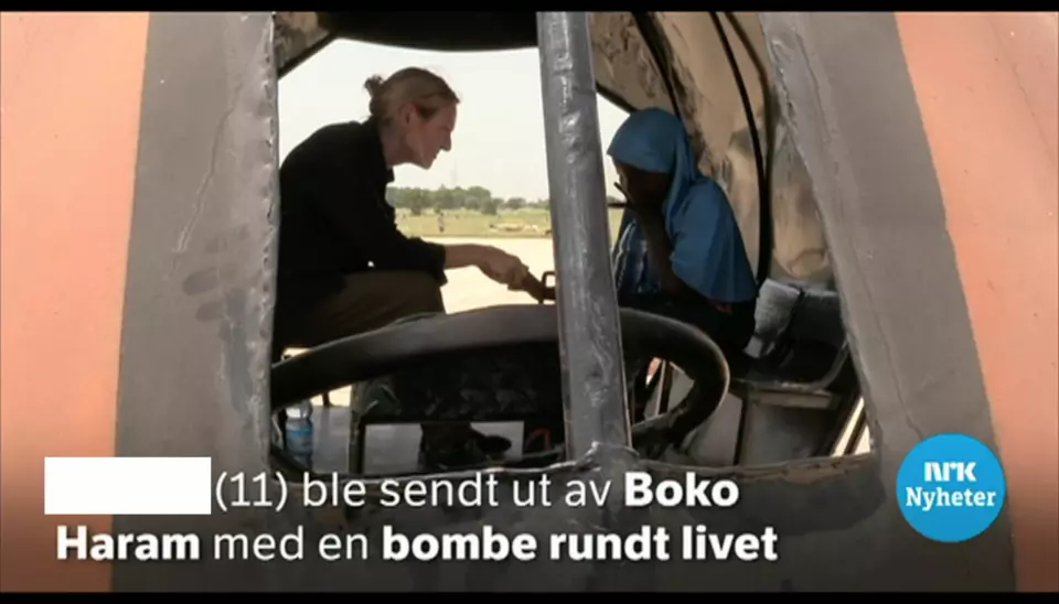 NRKs reportasje om ei 11 år gammel jente i Nigeria er klaget inn til PFU. Journalisten har sladdet jentas navn.  FOTO: Skjermbilde, NRK.
