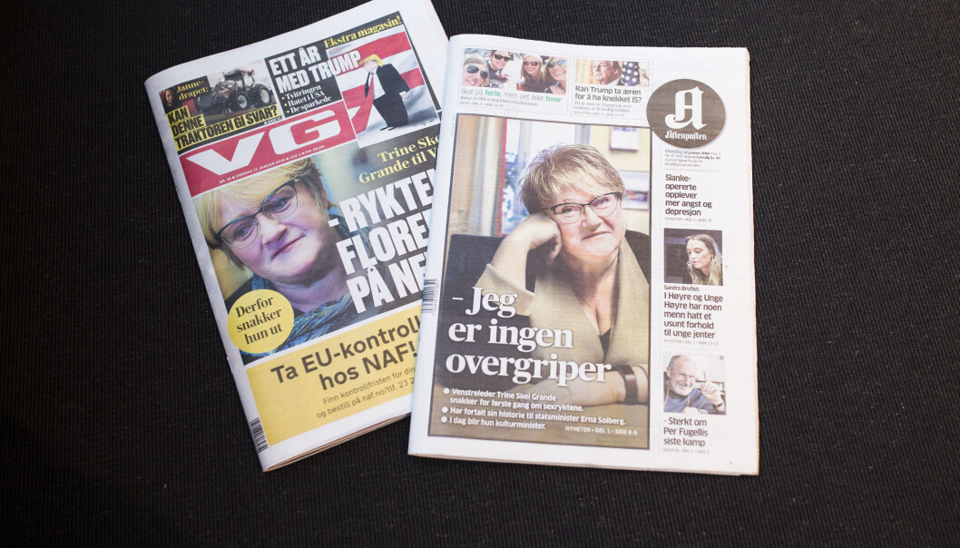 Trine Skei Grande kommenterer ryktene rundt seg selv i både VG og Aftenposten i dag. Foto: Kristine Lindebø Trine Skei Grande kommenterer ryktene rundt seg selv i både VG og Aftenposten i dag. Foto: Kristine Lindebø