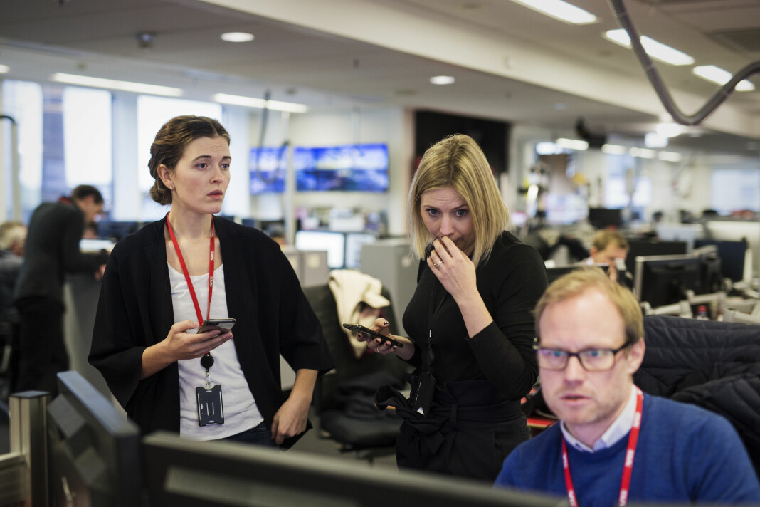 VG avventet med å omtale pågripelse av NRK-journalister. Her nyhetsredaktør Tora Bakke Håndlykken og nyhetsleder Eva-Therese Loo Grøttum.