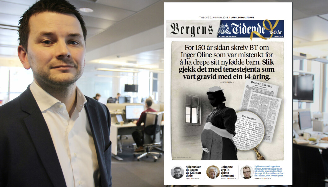 Sjefredaktør i Bergens Tidende, Øyulf Hjertnes, mener tirsdagens forsidesak viser hvor mye journalistikken har endret seg siden første utgave kom ut i 1868. Sjefredaktør i Bergens Tidende, Øyulf Hjertnes, mener tirsdagens forsidesak viser hvor mye journalistikken har endret seg siden første utgave kom ut i 1868.