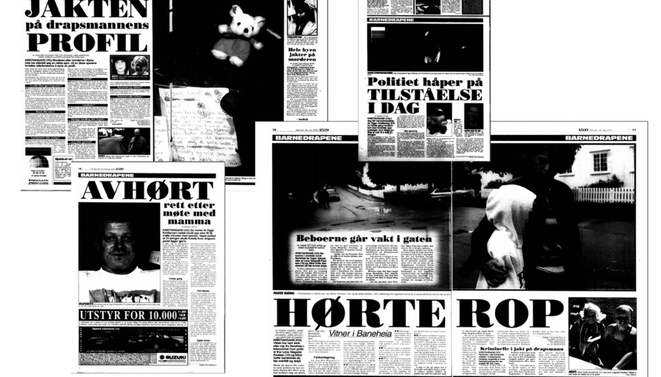 VG-oppslag om drapene i Baneheia i Kristiansand fra våren 2000. Foto: Faksimile, VG