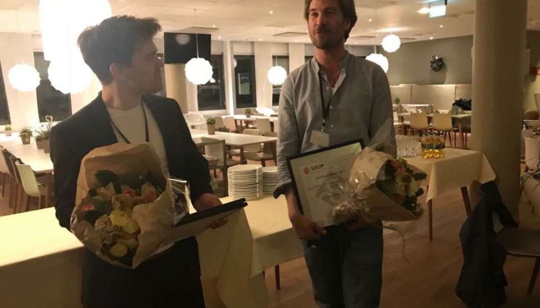 Prisvinnerne Vegard Venli og Eiliv Frich Flydal mottok prisen lørdag kveld. Foto: John Bones Prisvinnerne Vegard Venli og Eiliv Frich Flydal mottok prisen lørdag kveld. Foto: John Bones