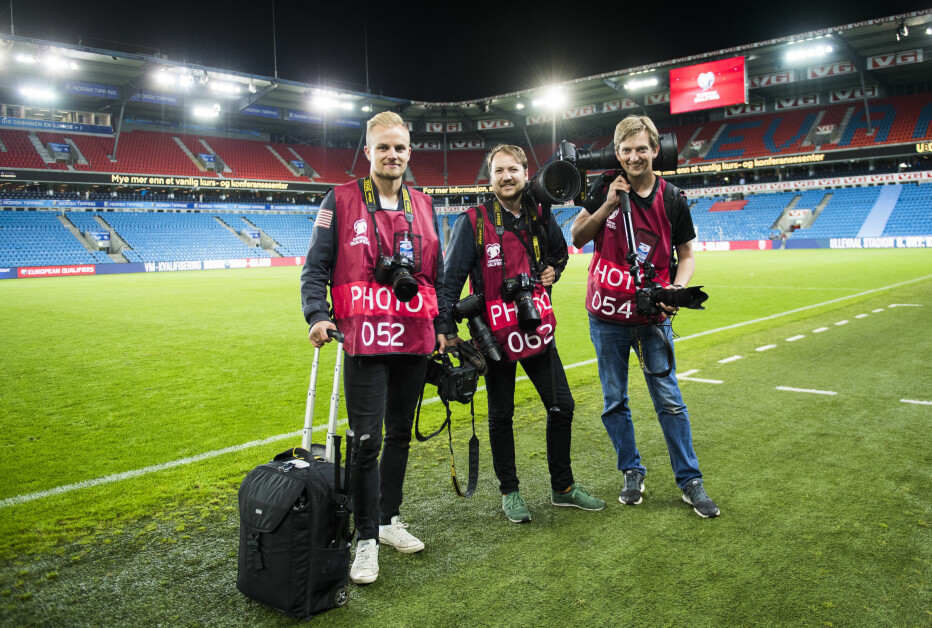 Bildbyrån Norge i 2018. F.v: Vegard Wivestad Grøtt, Fredrik Varfjell og Jon Olav Nesvold.