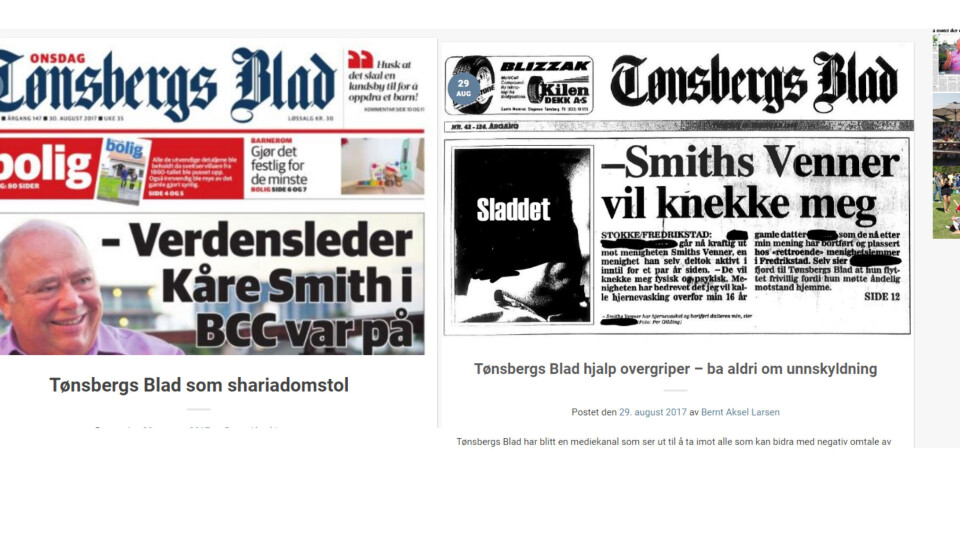 Angriper Tønsbergs Blads journalistikk og anklager avisen for å ha hjulpet overgrepsmann