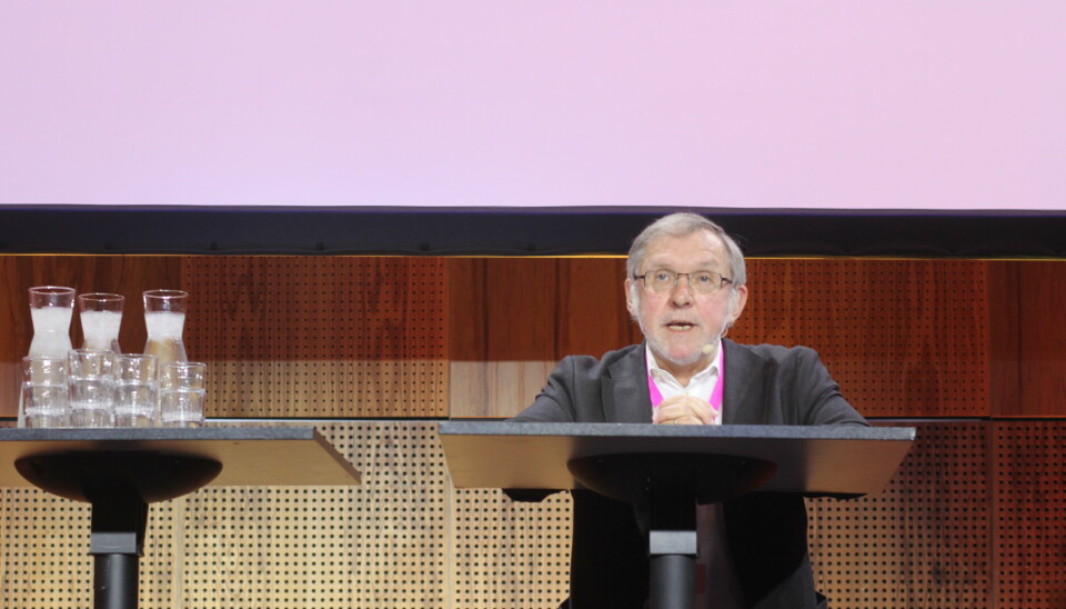 Harald Stanghelle taler under debatt på Medieleder-konferansen i Trondheim. Foto: Angelica Hagen