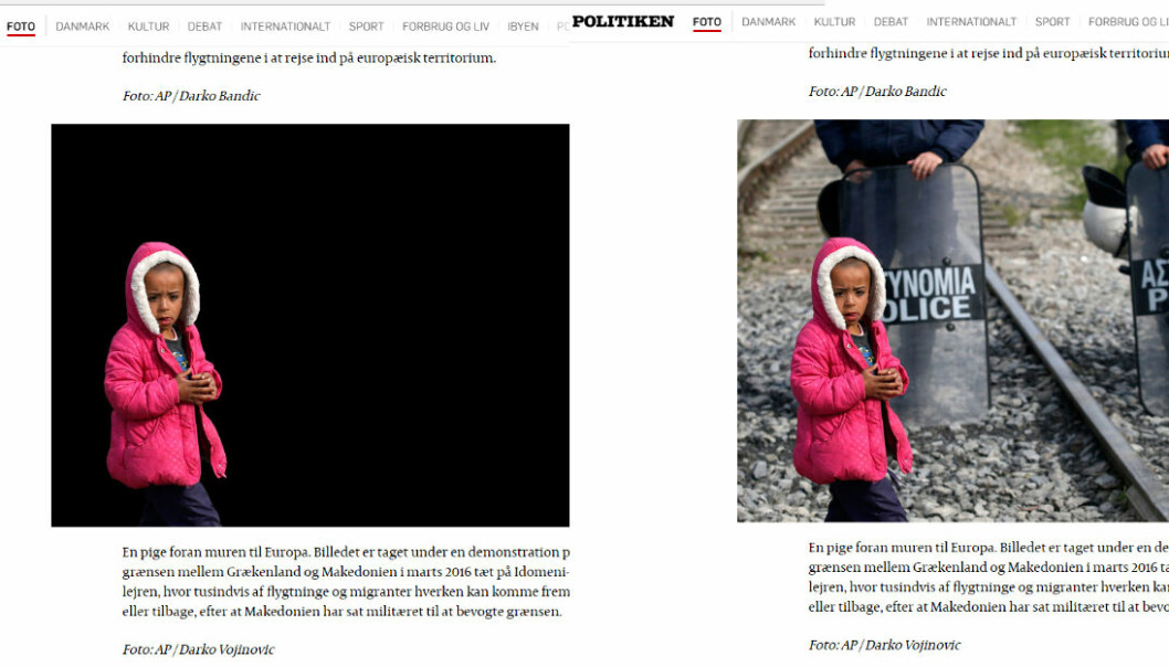 Skjemdump av flyktningbarn-grepet fra Politiken.