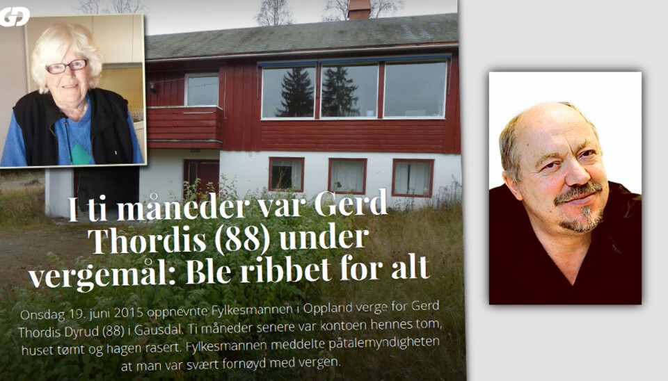 Journalist Einar Odden (innfelt) står bak reportasjen om den 88 år gamle kvinnen som mistet 400.000 da hun var satt under vegemål. Faksimile/Foto GD Journalist Einar Odden (innfelt) står bak reportasjen om den 88 år gamle kvinnen som mistet 400.000 da hun var satt under vegemål. Faksimile/Foto GD