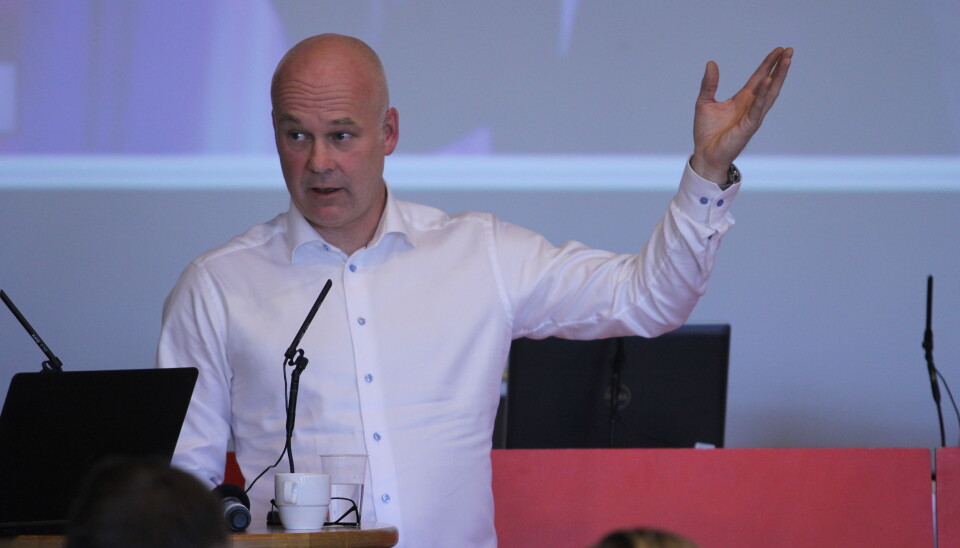Kringkastingssjef Thor Gjermund Eriksen måtte tåle mange kritiske spørsmål under årsmøtet i NRKs Journalistlag onsdag. Foto: Glenn Slydal Johansen Kringkastingssjef Thor Gjermund Eriksen måtte tåle mange kritiske spørsmål under årsmøtet i NRKs Journalistlag onsdag. Foto: Glenn Slydal Johansen