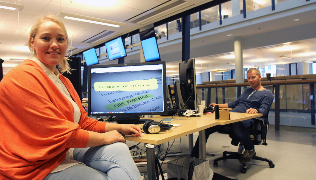 #smplab bestående av digital utviklingssjef Liv-Jorunn Håker Ottesen og utvikler Dag Arne Alnes. Datajournalist Sofie Svanes Lem var ute på oppdrag da bildet ble tatt. Foto: Glenn Slydal Johansen #smplab bestående av digital utviklingssjef Liv-Jorunn Håker Ottesen og utvikler Dag Arne Alnes. Datajournalist Sofie Svanes Lem var ute på oppdrag da bildet ble tatt. Foto: Glenn Slydal Johansen