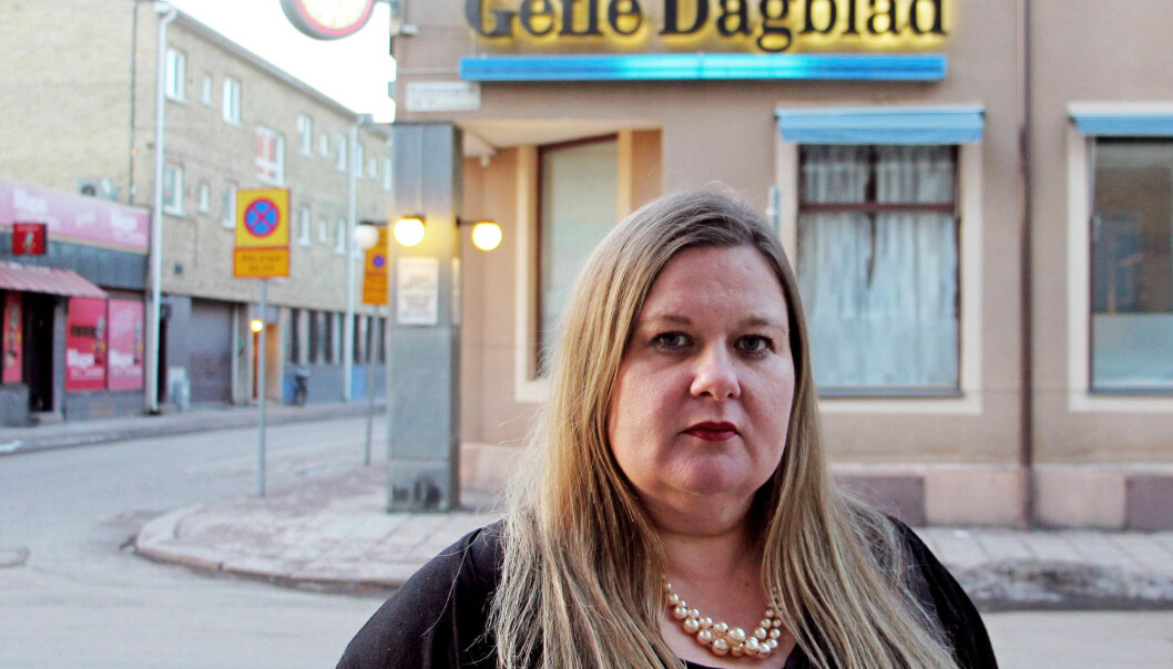Redaktør Anna Gullberg i Gefle Dagblad ble tidligere i år utsatt for trusler. Foto: Jonas Harrysson Redaktør Anna Gullberg i Gefle Dagblad ble tidligere i år utsatt for trusler. Foto: Jonas Harrysson