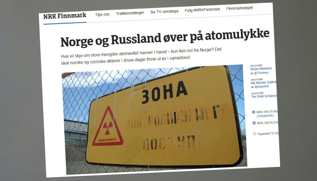 NRK Finnmark har fulgt forberedelsene til atomavfall-øvelsen på Kolahalvøya. Skjermdump fra NRK Finnmark NRK Finnmark har fulgt forberedelsene til atomavfall-øvelsen på Kolahalvøya. Skjermdump fra NRK Finnmark