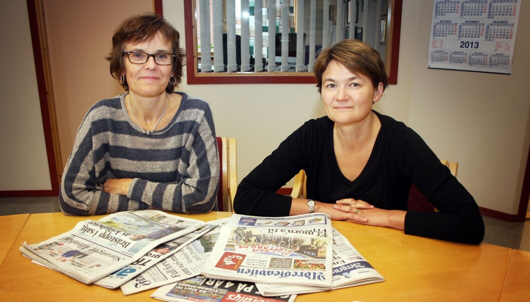 Lisbeth Morlandstø (til venstre) og Birgit Røe Mathisen har forsket på kommentarjournalistikken i Adresseavisen, Avisa Nordland, Bergens Tidende, Fædrelandsvennen, Nordlys og Stavanger Aftenblad. Foto: Per Jarl Elle, Universitetet i Nordland Lisbeth Morlandstø (til venstre) og Birgit Røe Mathisen har forsket på kommentarjournalistikken i Adresseavisen, Avisa Nordland, Bergens Tidende, Fædrelandsvennen, Nordlys og Stavanger Aftenblad. Foto: Per Jarl Elle, Universitetet i Nordland