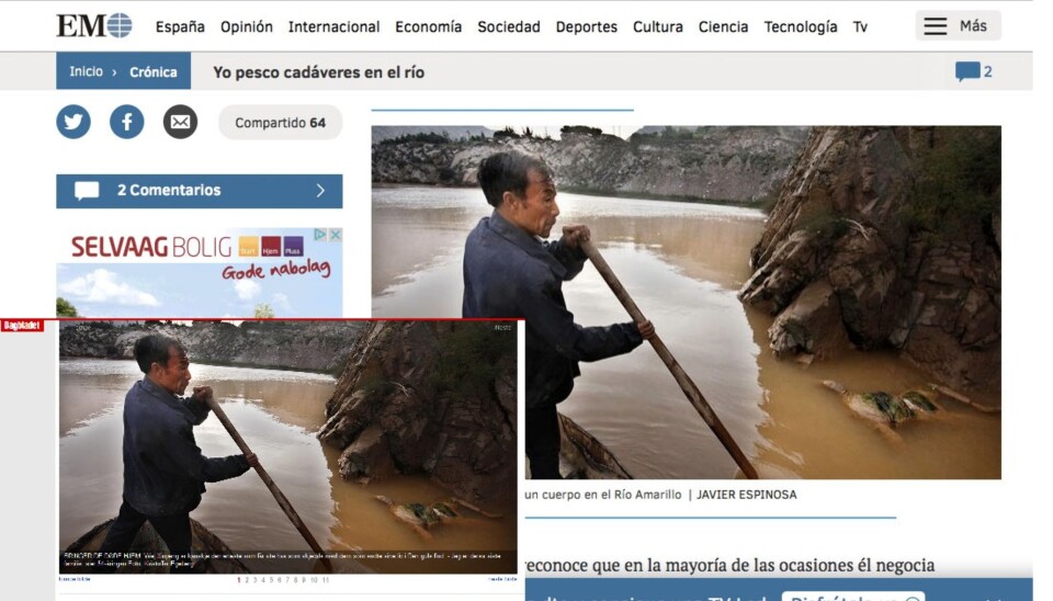 El Mundo stjal Kristoffer Egebergs foto og satte egen byline på bildet. Skjermdump: Dagbladet og El Mundo. El Mundo stjal Kristoffer Egebergs foto og satte egen byline på bildet. Skjermdump: Dagbladet og El Mundo.