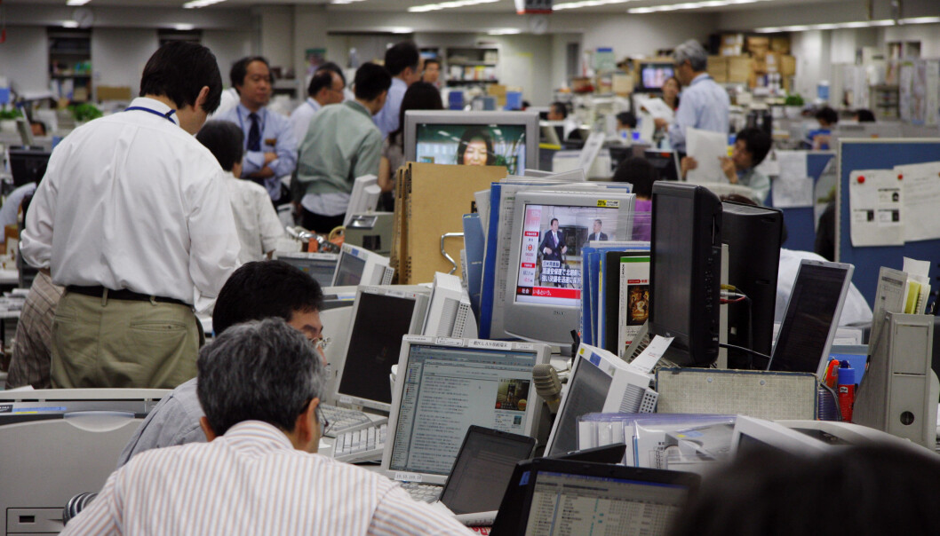 Fra redaksjonen i Yomiuri Shimbun, verdens største avis. Foto: Espen Moe Fra redaksjonen i Yomiuri Shimbun, verdens største avis. Foto: Espen Moe