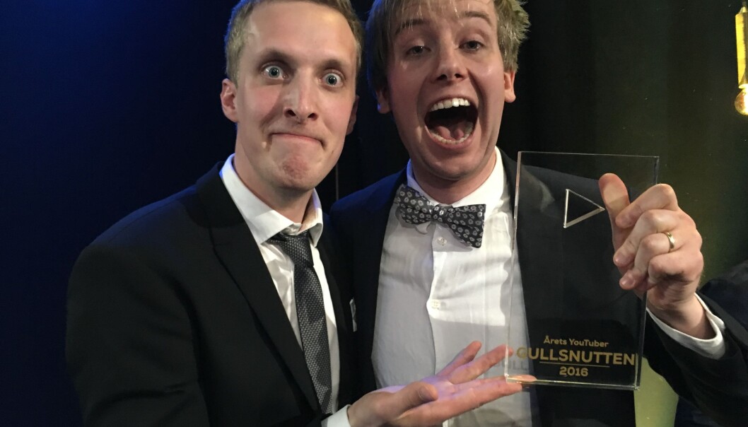 "Årets YouTuber" 2016 ble Baibai & Huginn med Jonas Lihaug Fredriksten (t.v.) og Henrik Hildre. "Årets YouTuber" 2016 ble Baibai & Huginn med Jonas Lihaug Fredriksten (t.v.) og Henrik Hildre.