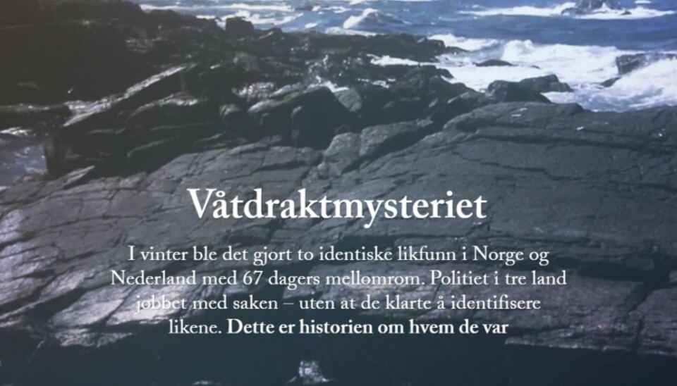 Høsten og vinteren 2014/15 ble det gjort to mystiske likfunn, det ene på Lista i Norge, det andre på en strand i Nederland. Illustrasjon: Skjermdump fra dagbladet.no