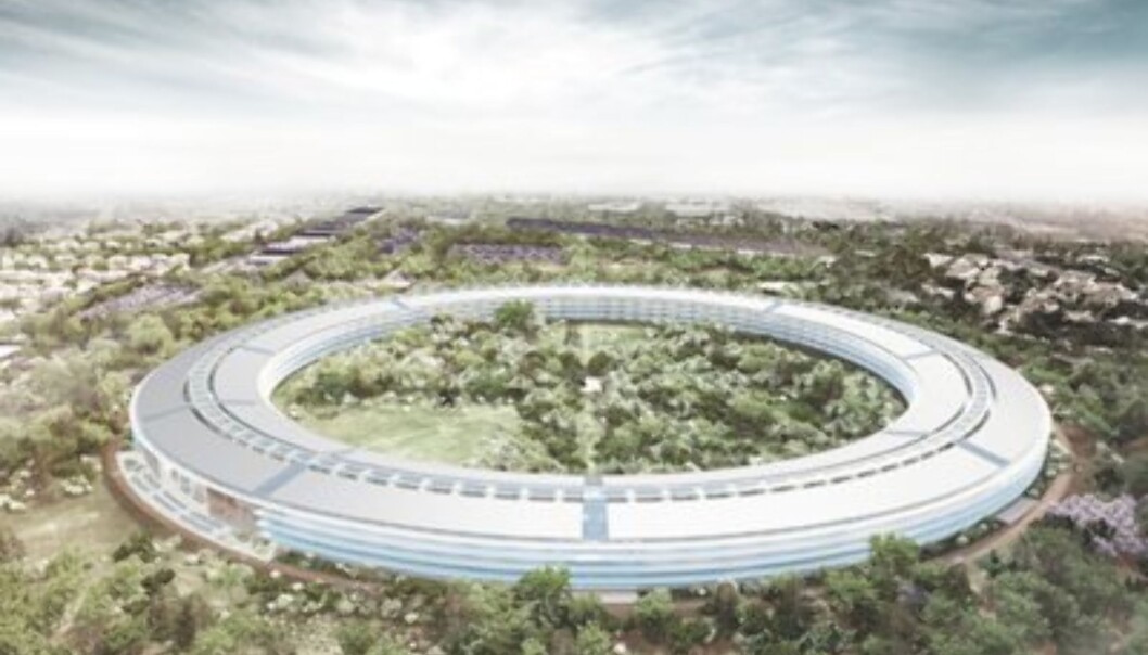 Apples nye hovedkvarter innvies i 2017 og har fått kallenavnet Apples nye hovedkvarter innvies i 2017 og har fått kallenavnet