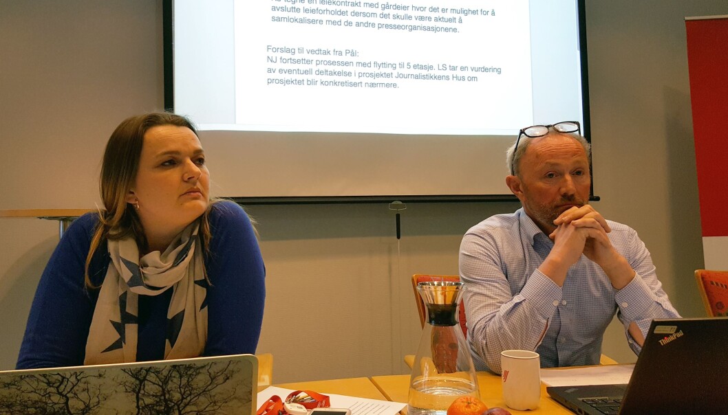 Nestleder Hege Iren Frantzen og leder Thomas Spence ser ulikt på muligheten av å flytte sammen med arbeidsgiverne i MBL. Foto: Bjørn Åge Mossin Nestleder Hege Iren Frantzen og leder Thomas Spence ser ulikt på muligheten av å flytte sammen med arbeidsgiverne i MBL. Foto: Bjørn Åge Mossin