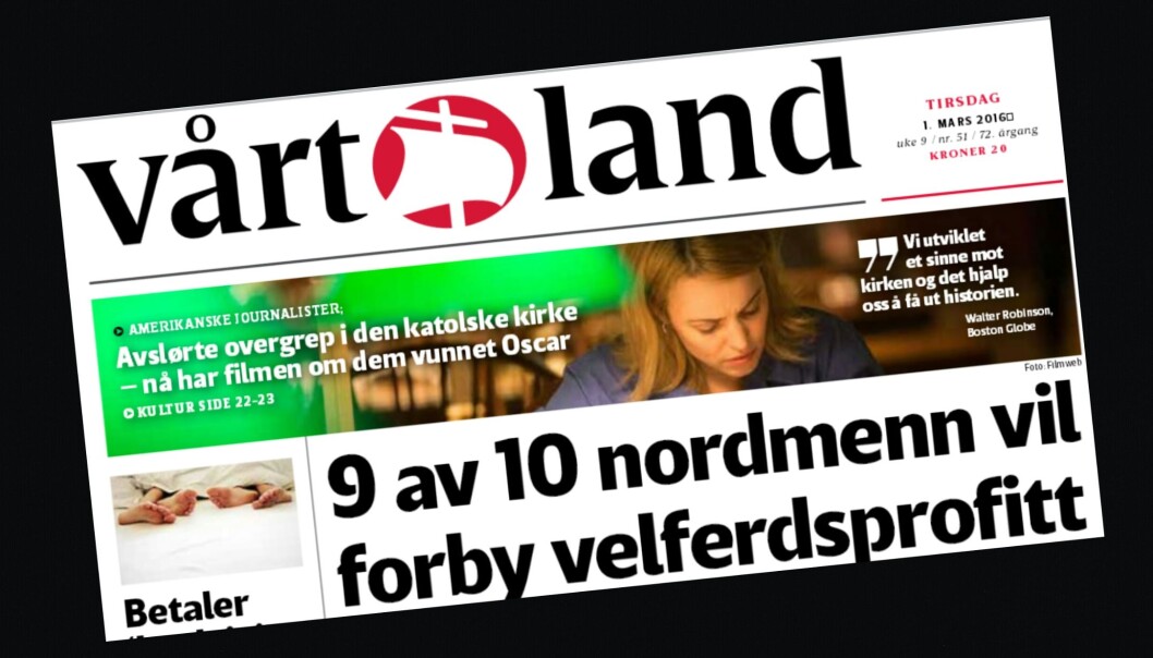 Vårt lands førstesideoppslag tirsdag 1. mars Vårt lands førstesideoppslag tirsdag 1. mars