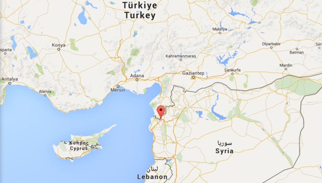 Granatene kom blant annet fra byen Bidama på den syriske grensa til Tyrkia. Illustrasjon: Google Maps Granatene kom blant annet fra byen Bidama på den syriske grensa til Tyrkia. Illustrasjon: Google Maps