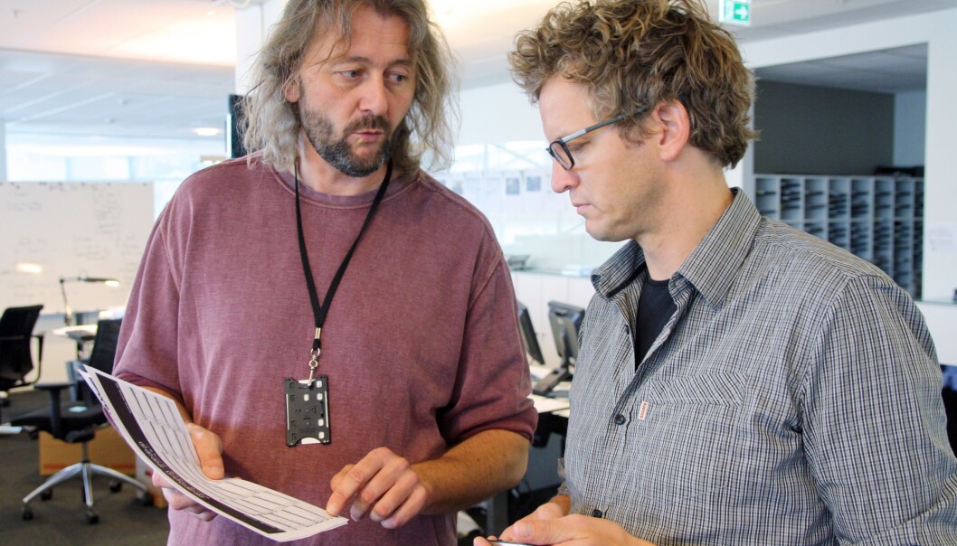 Thomas Ergo (t.h.) var reporter og Hans Petter Aass drev research og kontroll under det omfattende arbeidet med Glassjenta-prosjektet. Foto: Ivar Vasstveit, Stavanger Aftenblad Thomas Ergo (t.h.) var reporter og Hans Petter Aass drev research og kontroll under det omfattende arbeidet med Glassjenta-prosjektet. Foto: Ivar Vasstveit, Stavanger Aftenblad