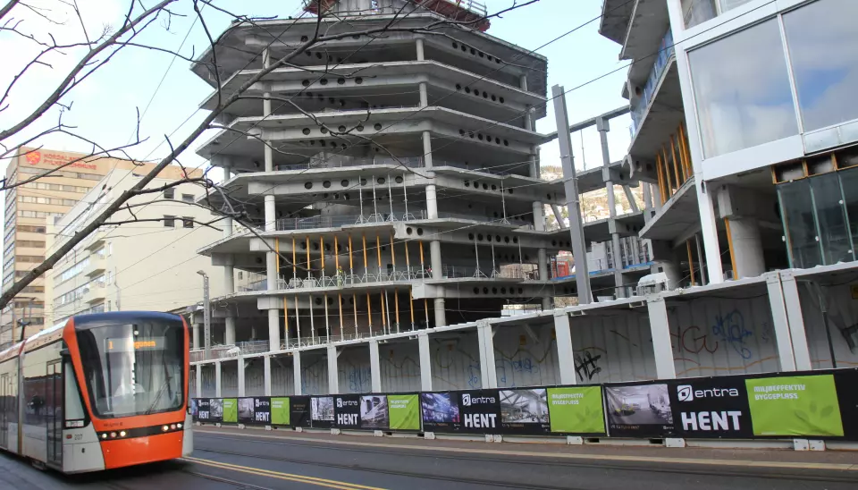 Media City Bergen er under bygging. Om et år flytter TV 2 inn. Foto: Glenn Slydal Johansen