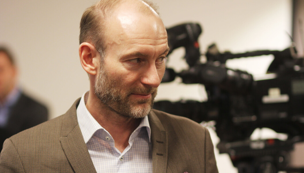 Knut Olav Åmås på pressekonferansen i anledning Amedia-salget. Foto: Martin Huseby Jensen Knut Olav Åmås på pressekonferansen i anledning Amedia-salget. Foto: Martin Huseby Jensen