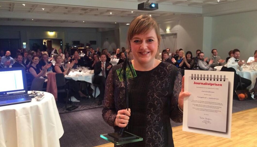 Ina Gundersen fra Stavanger Aftenblad vant prisen for årets nyhetssak. Foto: Eirin Larsen. Ina Gundersen fra Stavanger Aftenblad vant prisen for årets nyhetssak. Foto: Eirin Larsen.