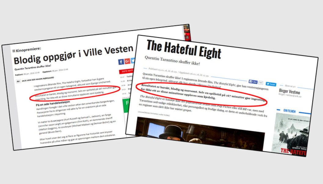 Faksimiler fra Lindesnes Avis (til venstre) og NRK P3. Faksimiler fra Lindesnes Avis (til venstre) og NRK P3.