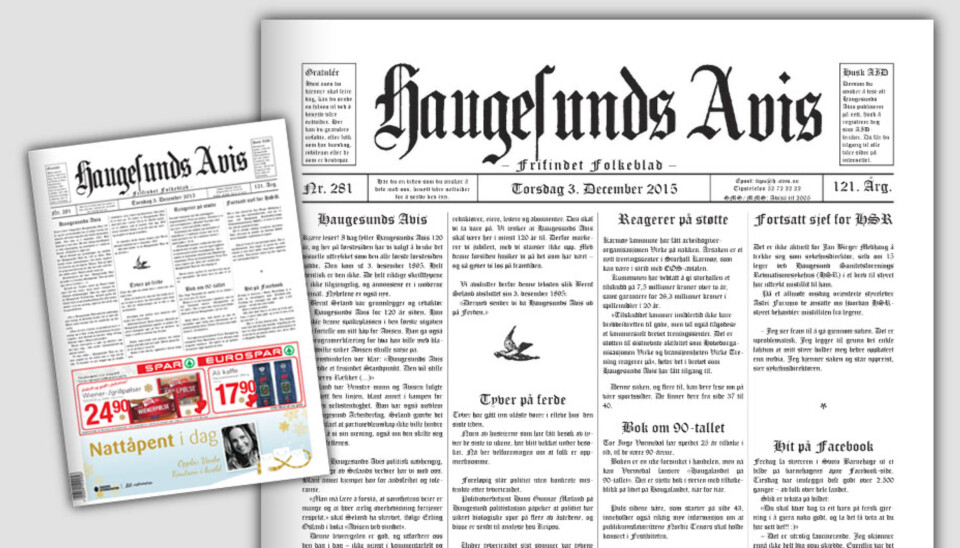 Haugesunds Avis feirer 120 år med «gammel» forside