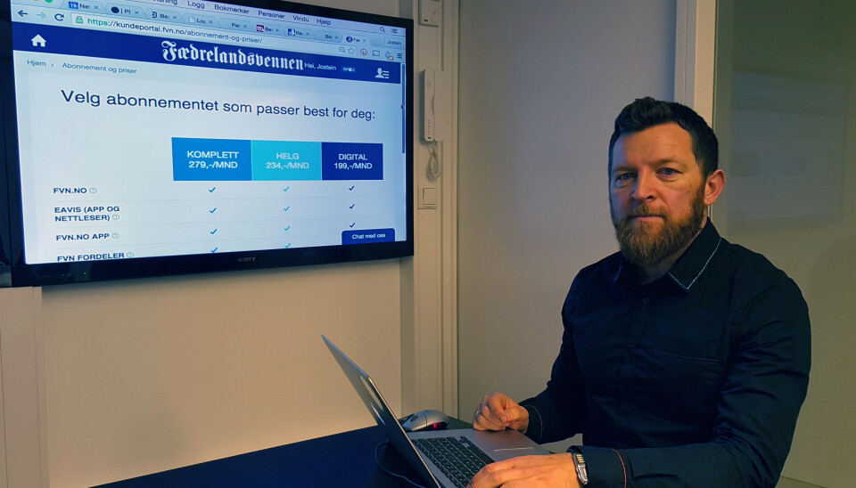 Jostein Magnussen, gründer og markedssjef i det digitale designbyrået Netlife Research, er svært lite imponert over norske mediers betalingsløsninger. Foto: Bjørn Åge Mossin Jostein Magnussen, gründer og markedssjef i det digitale designbyrået Netlife Research, er svært lite imponert over norske mediers betalingsløsninger. Foto: Bjørn Åge Mossin