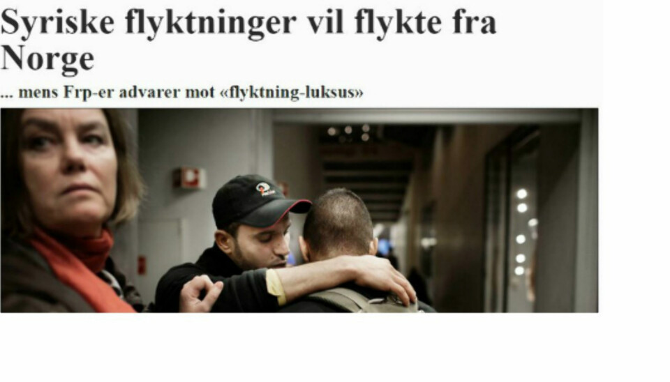 Faksimile av VGs reportasje om de to syrerne som ville forlate Norge.