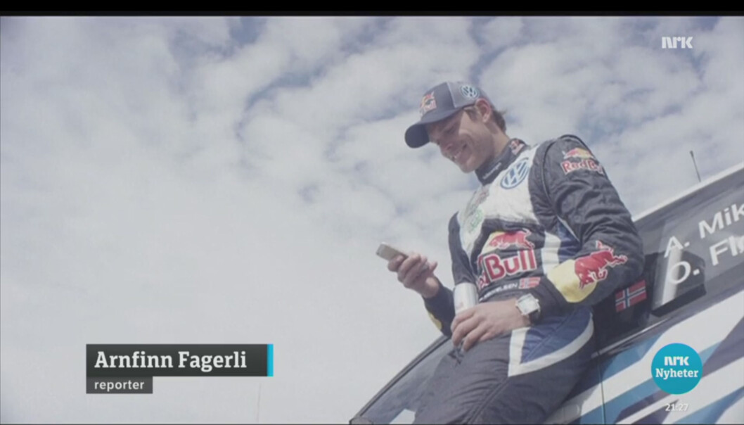Rallykjører Andreas Mikkelsen (bildet) og alpinist Aksel Lund Svindal er begge «i stallen» til Red Bull, som laget en promovideo som fikk sendetid både på NRK og TV 2 tirsdag. Skjermdump NRK Rallykjører Andreas Mikkelsen (bildet) og alpinist Aksel Lund Svindal er begge «i stallen» til Red Bull, som laget en promovideo som fikk sendetid både på NRK og TV 2 tirsdag. Skjermdump NRK