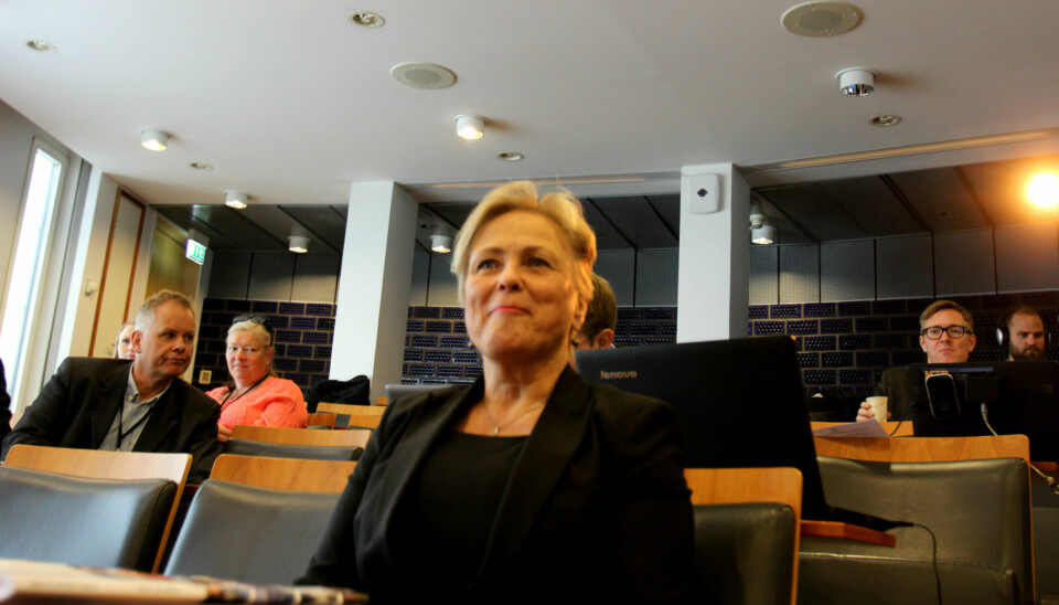 Kulturminister Thorhild Widvey la fredag fram regjeringens allmennkringkastingsmelding. Foto: Martin Huseby Jensen