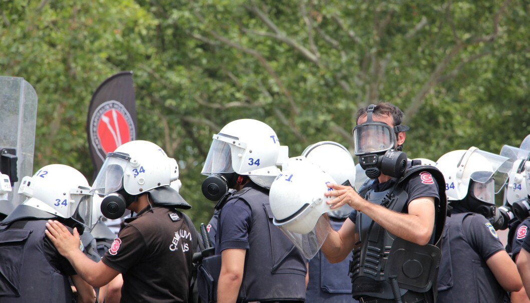 Politiet slår ofte hardt til mot demonstranter som misliker president Erdogan. Foto: Mariann Strand Politiet slår ofte hardt til mot demonstranter som misliker president Erdogan. Foto: Mariann Strand