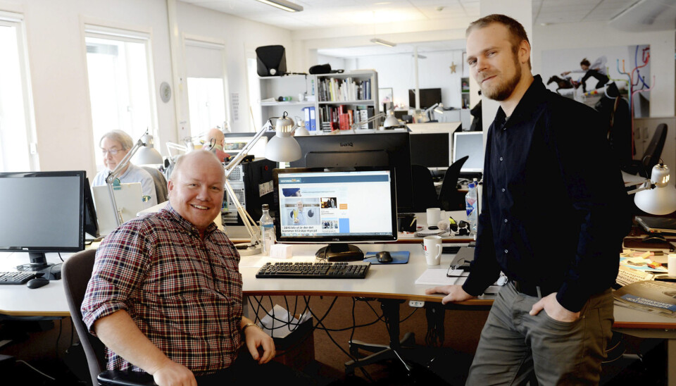 Redaktør Jan Erik Hvidsten meg (til venstre) og Magnus Nilsen som lager journalistisk innhold til nettstedet. Foto: Anne Charlotte Schjøll, TB Redaktør Jan Erik Hvidsten meg (til venstre) og Magnus Nilsen som lager journalistisk innhold til nettstedet. Foto: Anne Charlotte Schjøll, TB