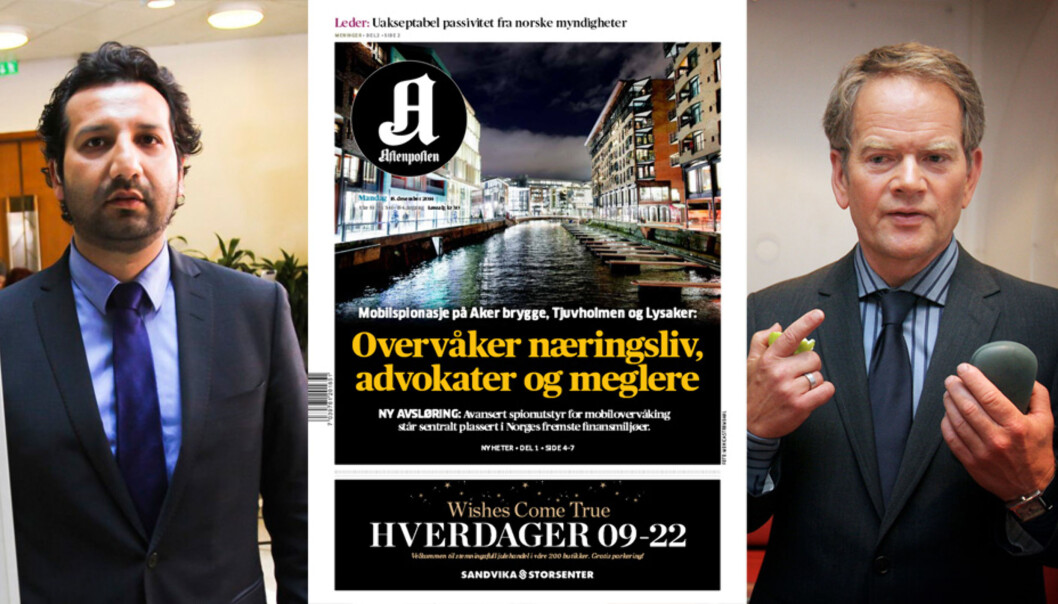 TV 2-reporter Kadafi Zaman, Aftenpostens journalister Per Anders Johansen, Andreas Bakke Foss og Fredrik Hager-Thoresen for dekningen av mobilovervåkningen og NRKs politiske kommentator Magnus Takvam er blant de nominerte til den gjeveste journalistprisen. Foto: Journalisten TV 2-reporter Kadafi Zaman, Aftenpostens journalister Per Anders Johansen, Andreas Bakke Foss og Fredrik Hager-Thoresen for dekningen av mobilovervåkningen og NRKs politiske kommentator Magnus Takvam er blant de nominerte til den gjeveste journalistprisen. Foto: Journalisten