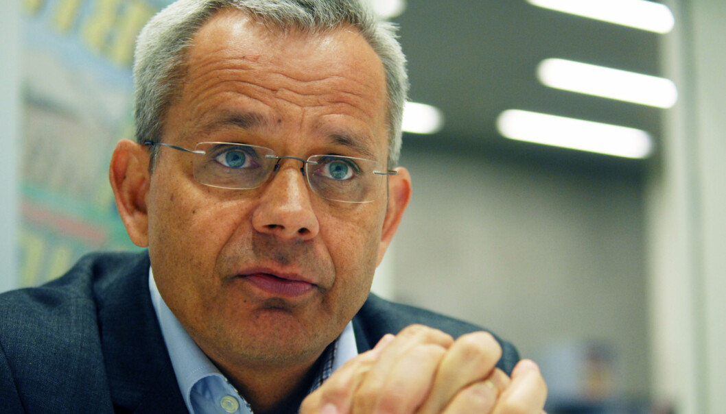 Egmont-sjef Espen Asheim sier de kan benytte seg av forkjøpsretten dersom Amedia vil selge seg ut av Nettavisen, men det er heller ikke garantert at de vil gjøre det. Foto: Martin Huseby Jensen Egmont-sjef Espen Asheim sier de kan benytte seg av forkjøpsretten dersom Amedia vil selge seg ut av Nettavisen, men det er heller ikke garantert at de vil gjøre det. Foto: Martin Huseby Jensen