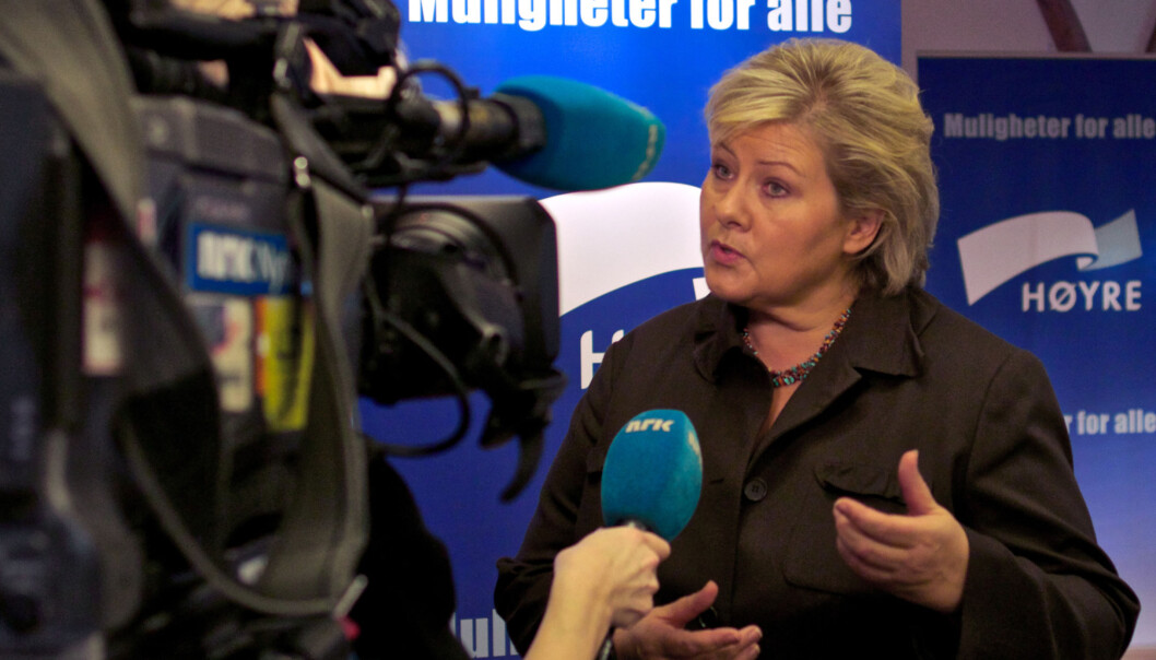 Statsminister Erna Solberg har i dag presentert statsbudsjettet på overtid. Foto: Hans Kristian Torbjørnsen/Høyre. Statsminister Erna Solberg har i dag presentert statsbudsjettet på overtid. Foto: Hans Kristian Torbjørnsen/Høyre.