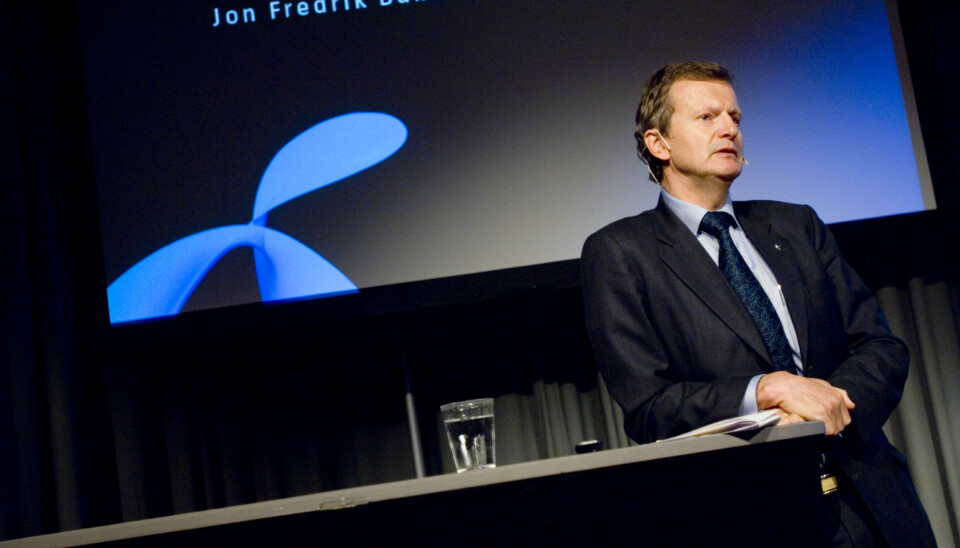 Telenors konsernsjef Jon Fredrik Baksaas tar et regnskapsmessig tap på 276 millioner kroner i Amedia. Foto: Telenor