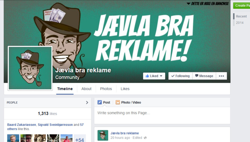 Fra Jævla bra reklame-siden på Facebook Fra Jævla bra reklame-siden på Facebook