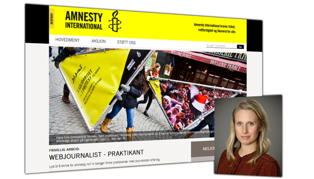 Amnestys utlysning, Kristin Rødland Buick innfelt. Fotomontasje: Journalisten Amnestys utlysning, Kristin Rødland Buick innfelt. Fotomontasje: Journalisten