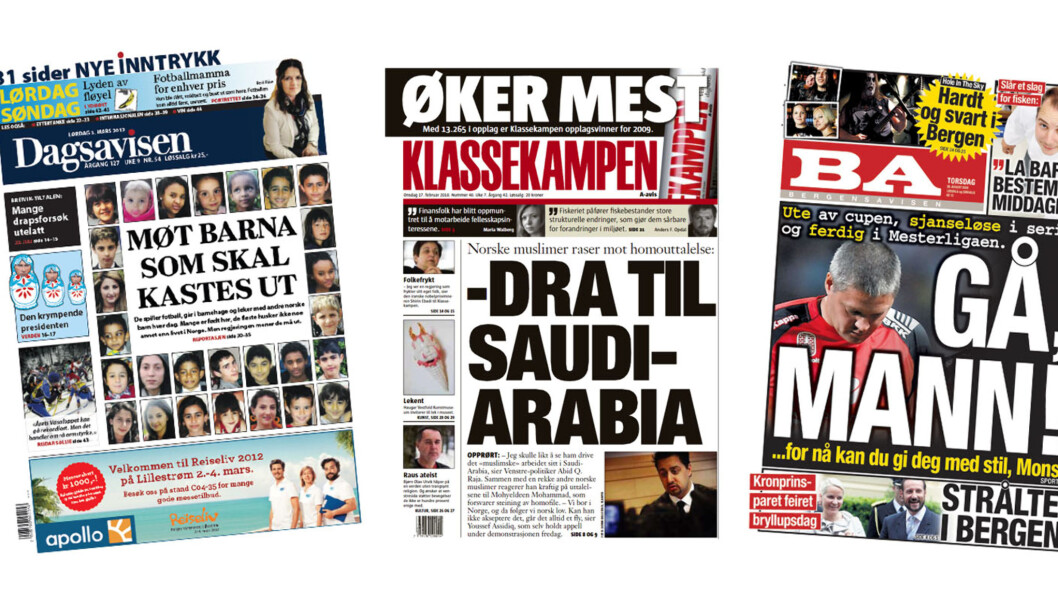 Dagsavisen, Klassekampen og Bergensavisen er blant avisene som mottar mest i pressestøtte. Dagsavisen, Klassekampen og Bergensavisen er blant avisene som mottar mest i pressestøtte.