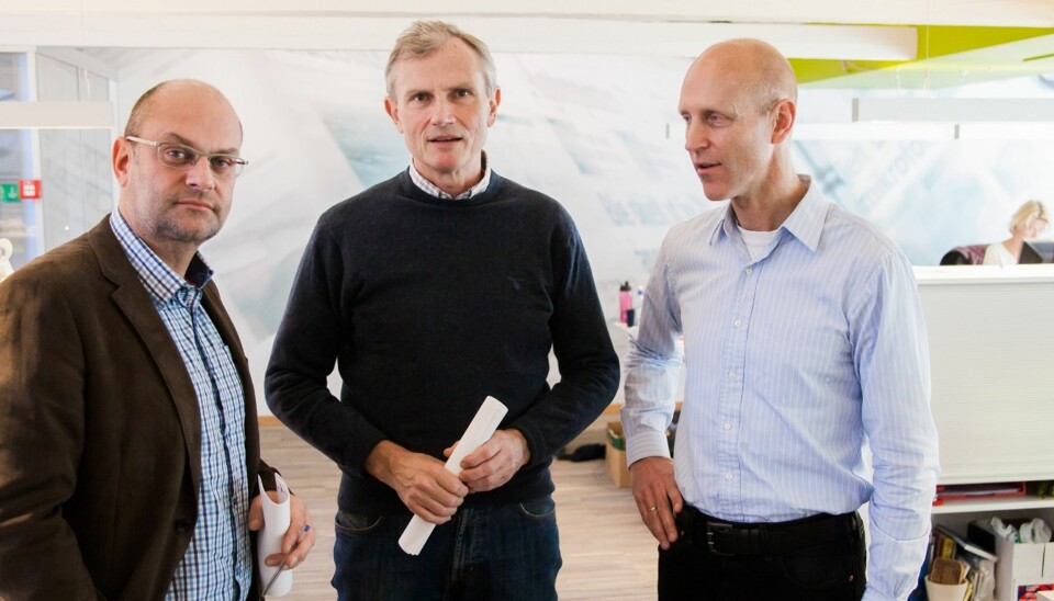 Morten Rød (til venstre), her sammen med styreleder Nils Gauslaa og administrerende direktør Øyvind Klausen. Arkivfoto: Kathrine Geard
