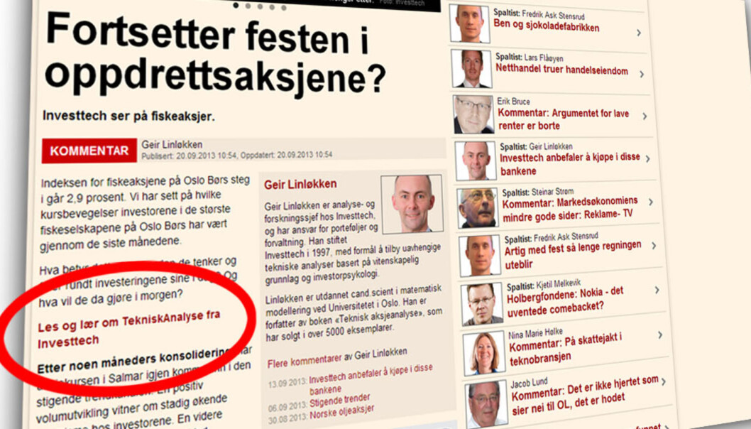Lenket til egen bok. Illustrasjon: Faksimile E24/Journalisten Lenket til egen bok. Illustrasjon: Faksimile E24/Journalisten