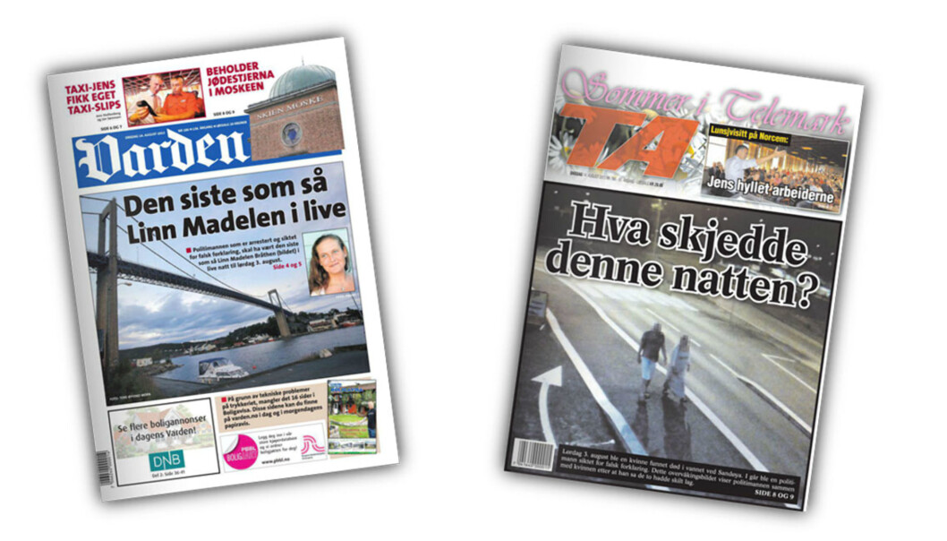 Begge fylkesavisene dekket Linn Madelen-saken inngående. Varden valgte å identifisere, mens TA droppet det. Begge fylkesavisene dekket Linn Madelen-saken inngående. Varden valgte å identifisere, mens TA droppet det.