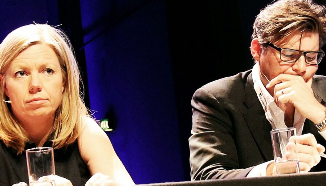 DEBATT: Sprikende syn på kvalitet og ressurser mellom tidligere BT-redaktør Trine Eilertsen og Aftonblad-sjef Jan Helin. Foto: Birgit Dannenberg DEBATT: Sprikende syn på kvalitet og ressurser mellom tidligere BT-redaktør Trine Eilertsen og Aftonblad-sjef Jan Helin. Foto: Birgit Dannenberg